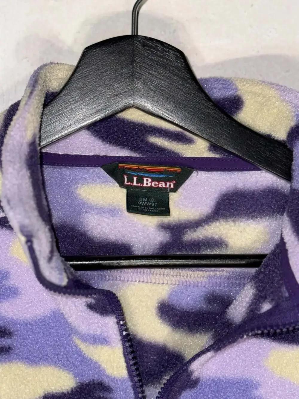 L.L.Bean Youth Girls Purple Camo Full Zip Fleece Jacket Size Small 8
